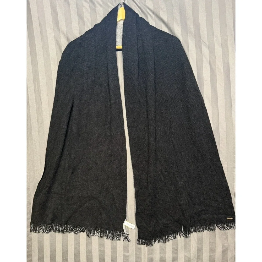 Calvin Klein Charcoal Gray & Light Gray Knit Fringe Scarf‎ Wrap Shawl